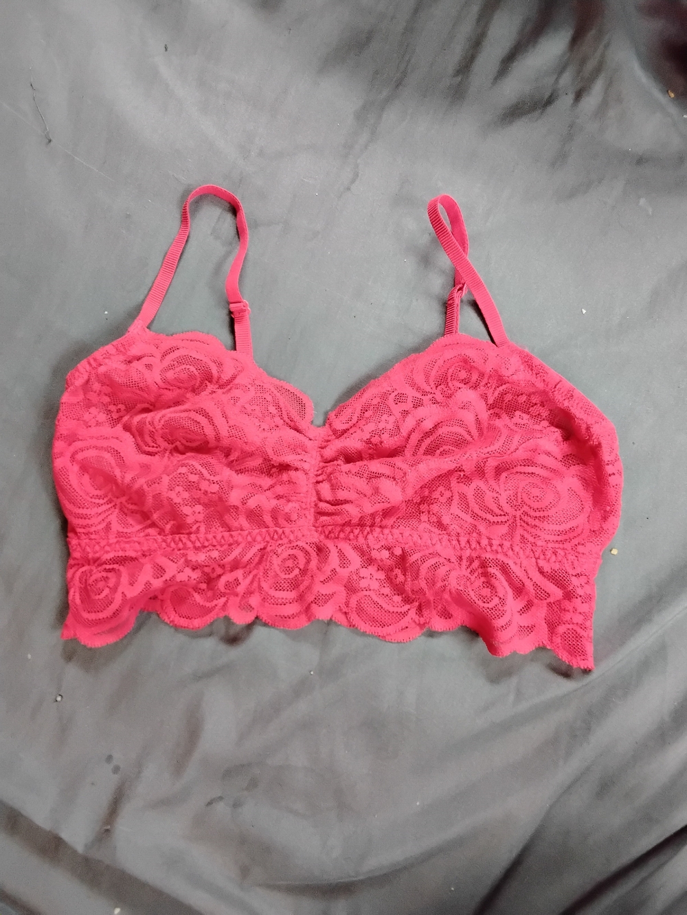PINK Victoria's Secret Rose Lace Bralette in Red